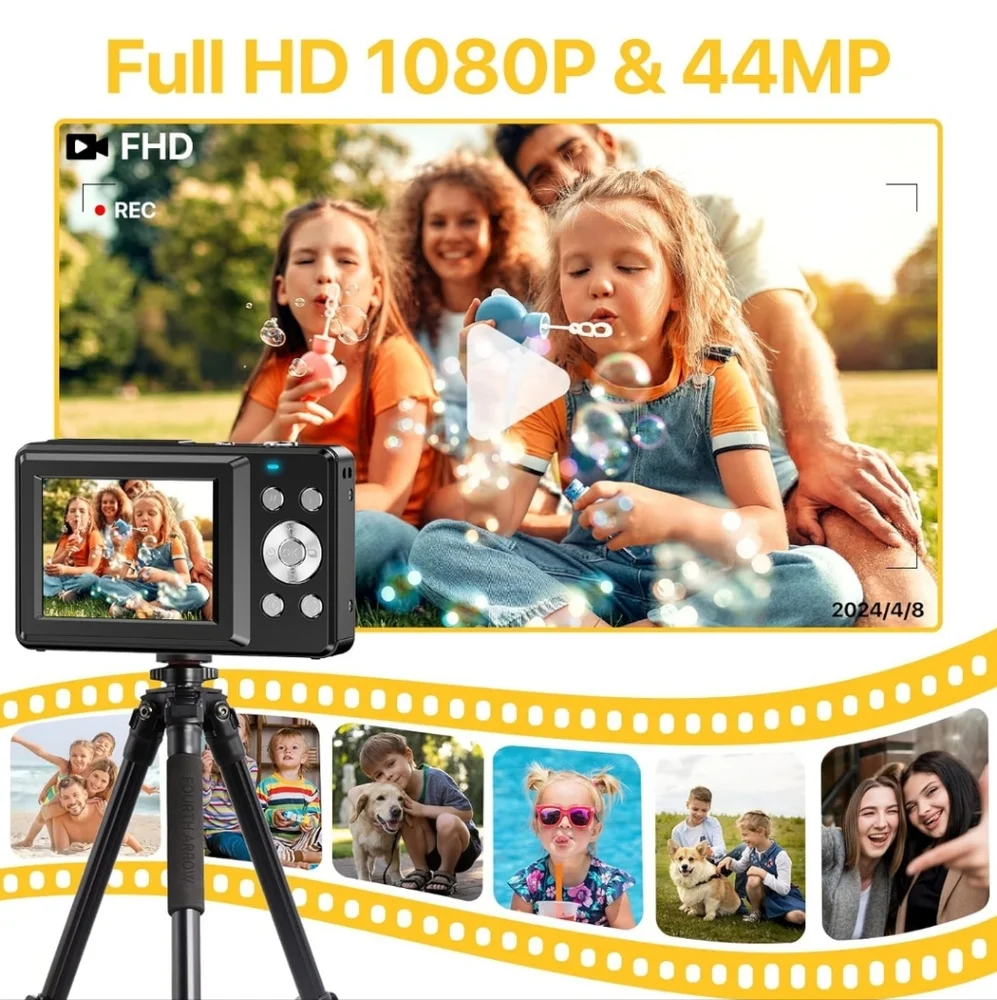 Digital Camera FHD 1080P Digital Camera with 32GB SD Card Compact BLACK